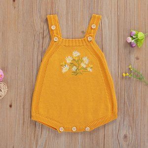 Daisy Flower Baby Girls Knitted Sweater Romper